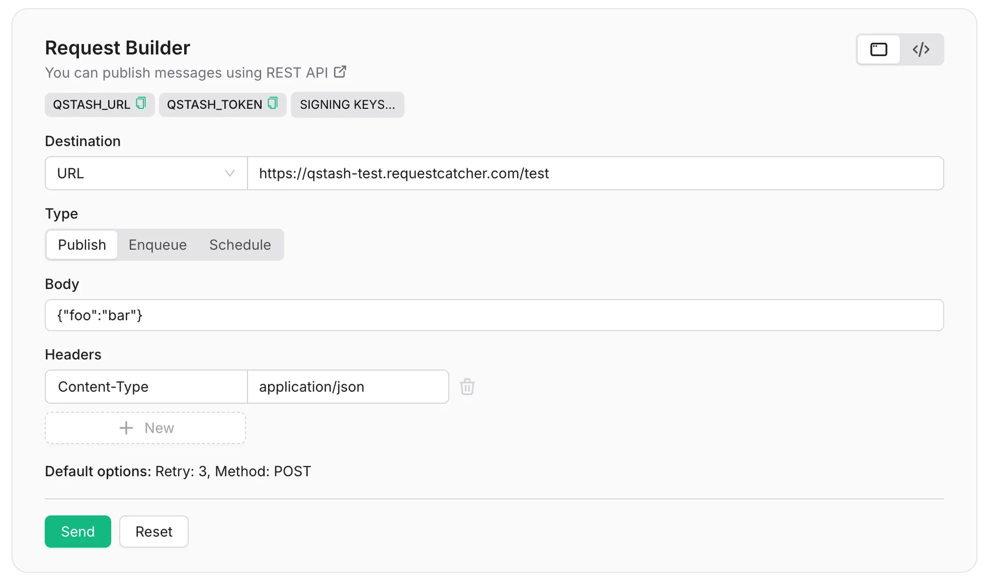 Send a message via the Upstash Console